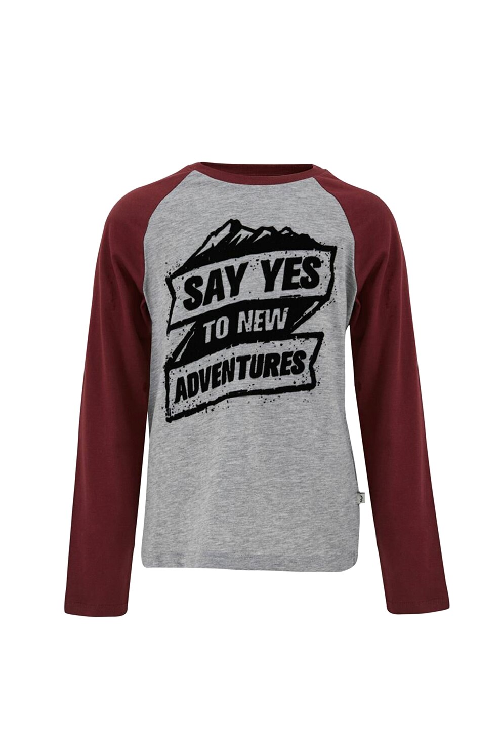 LTB, Bluza cu imprimeu texturat Toripa, Gri melange/Rosu Bordeaux/Negru, 128 CM