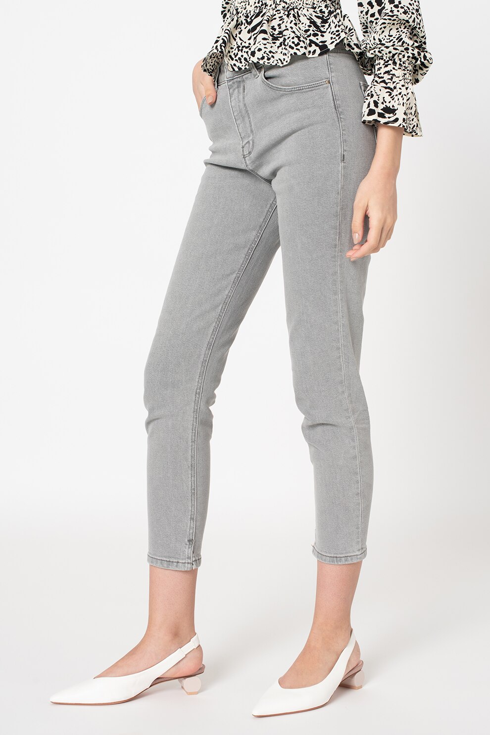 LTB, Blugi slim fit crop Bernita, Gri