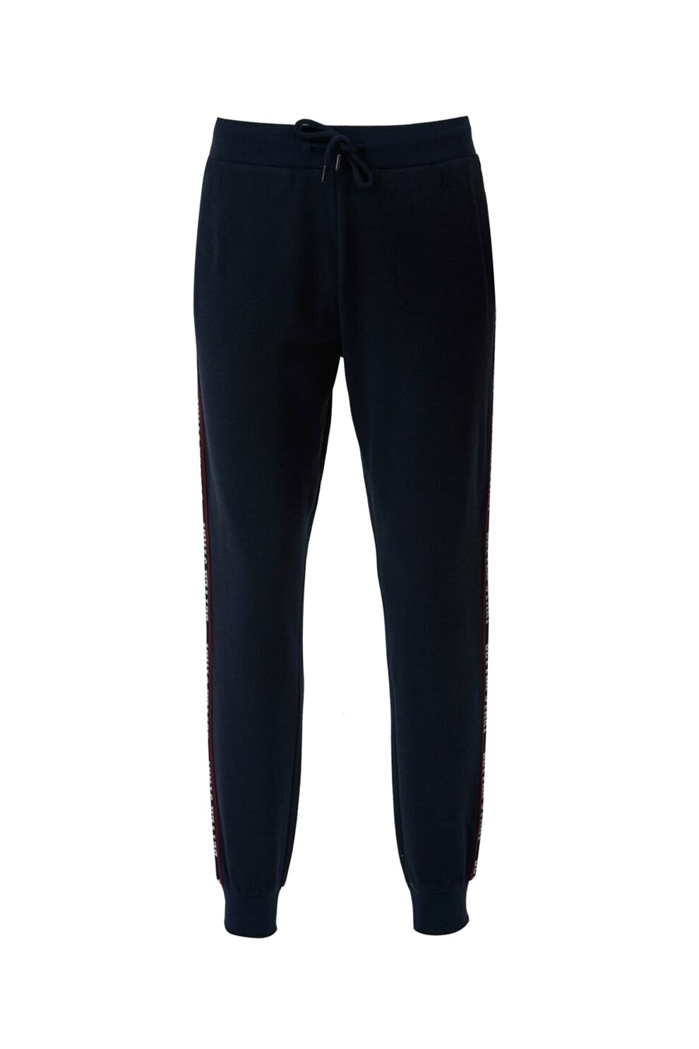 LTB, Pantaloni sport cu snur de ajustare si imprimeu text Piwoda, Bleumarin inchis