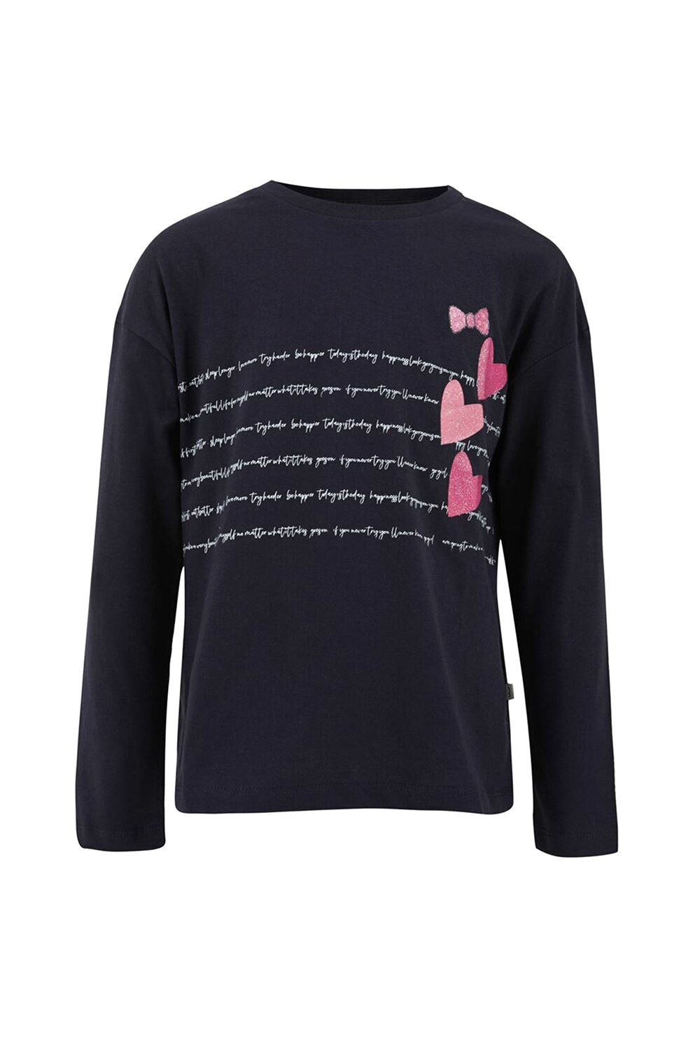 LTB, Bluza cu imprimeu text Ricewa, Bleumarin/Roz