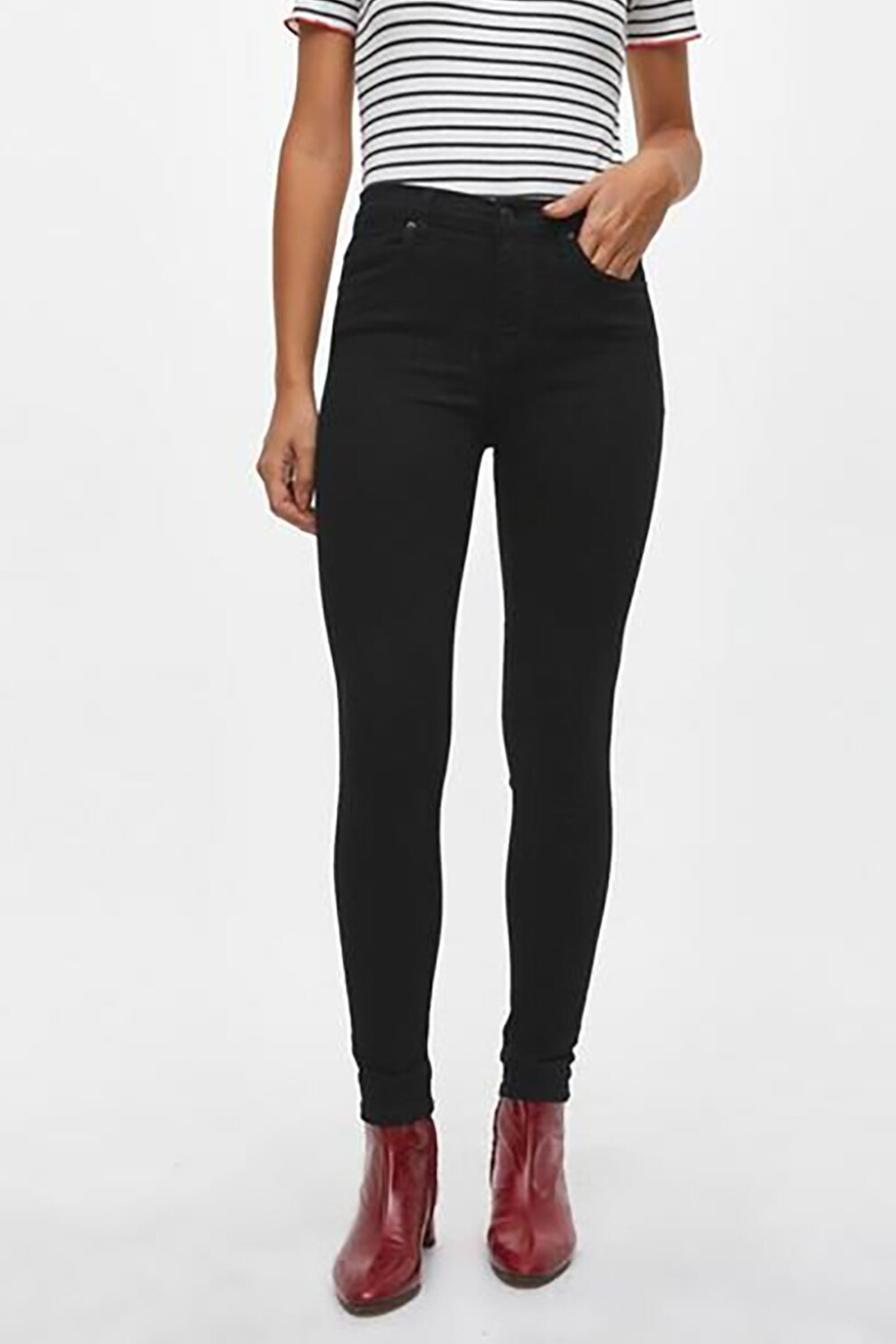 LTB, Blugi skinny cu talie inalta Tanya X, Negru