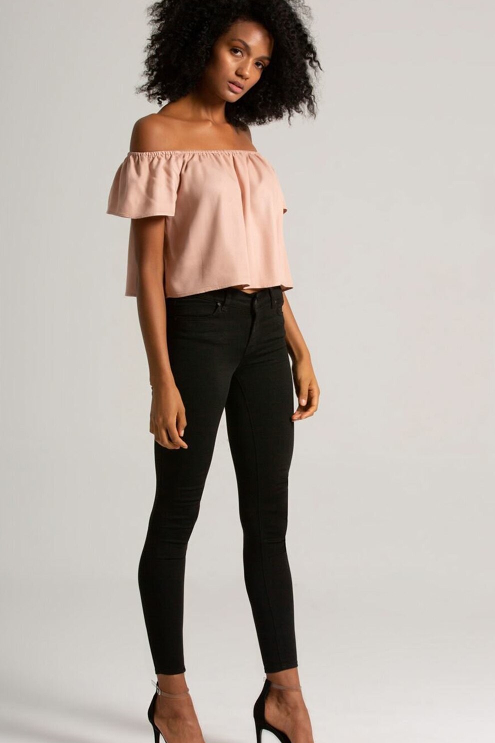 LTB, Blugi crop skinny Lonia, Negru