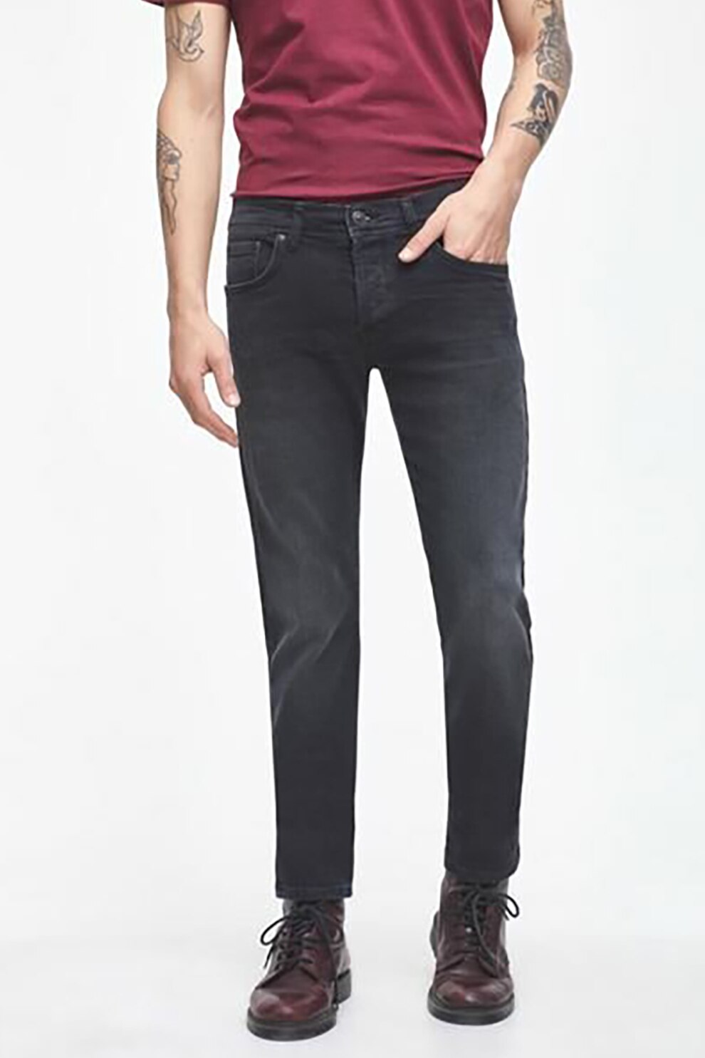 LTB, Blugi cu talie joasa Enrico, Negru stins