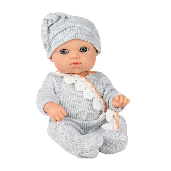 Papusa Mappy-Baby so lovely, cu accesorii, gri/roz, 20 cm