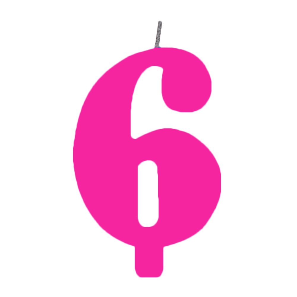 Lumanare aniversara pentru tort, Cifra 6, Roz, Radar 50906, 1 buc