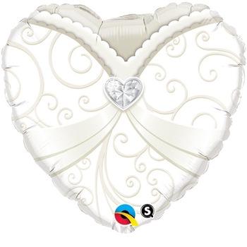 Balon Folie 45 cm Wedding, Qualatex, 1 buc Balon Folie 45 cm Wedding, Qualatex, 1 buc