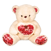 Urs de plus gigant 90 cm, Kota Baby, Crem/Rosu