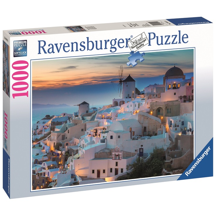Пъзел Ravensburger - Нощ в Санторини, 1000 части