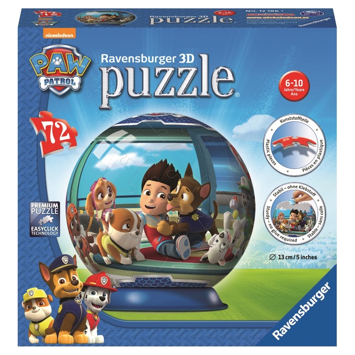 Puzzle Ravensburger 3D - Paw Patrol, 72 piese