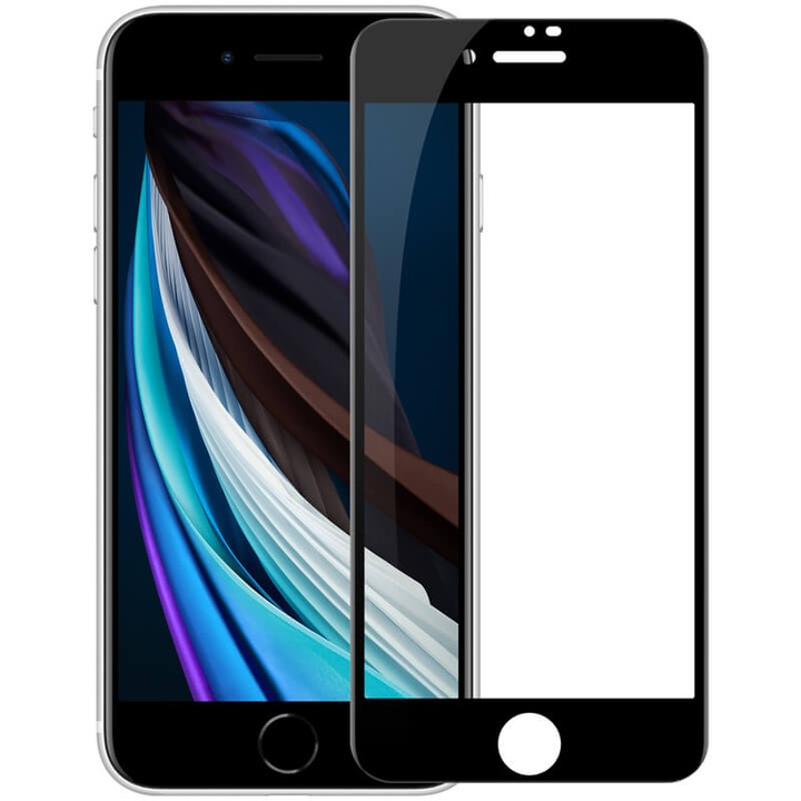 Стъклен Протектор за Apple iPhone SE (2020), Черен