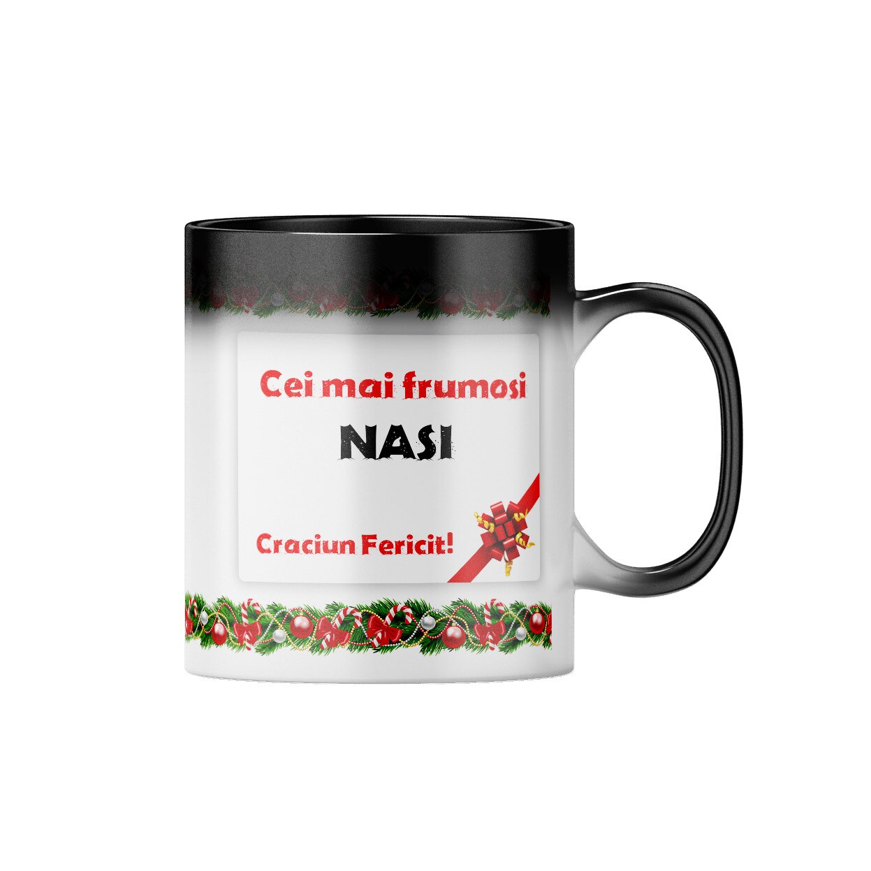 Cana termosensibila magica personalizata Craciun nasa si nas, multicolor, 330 ml