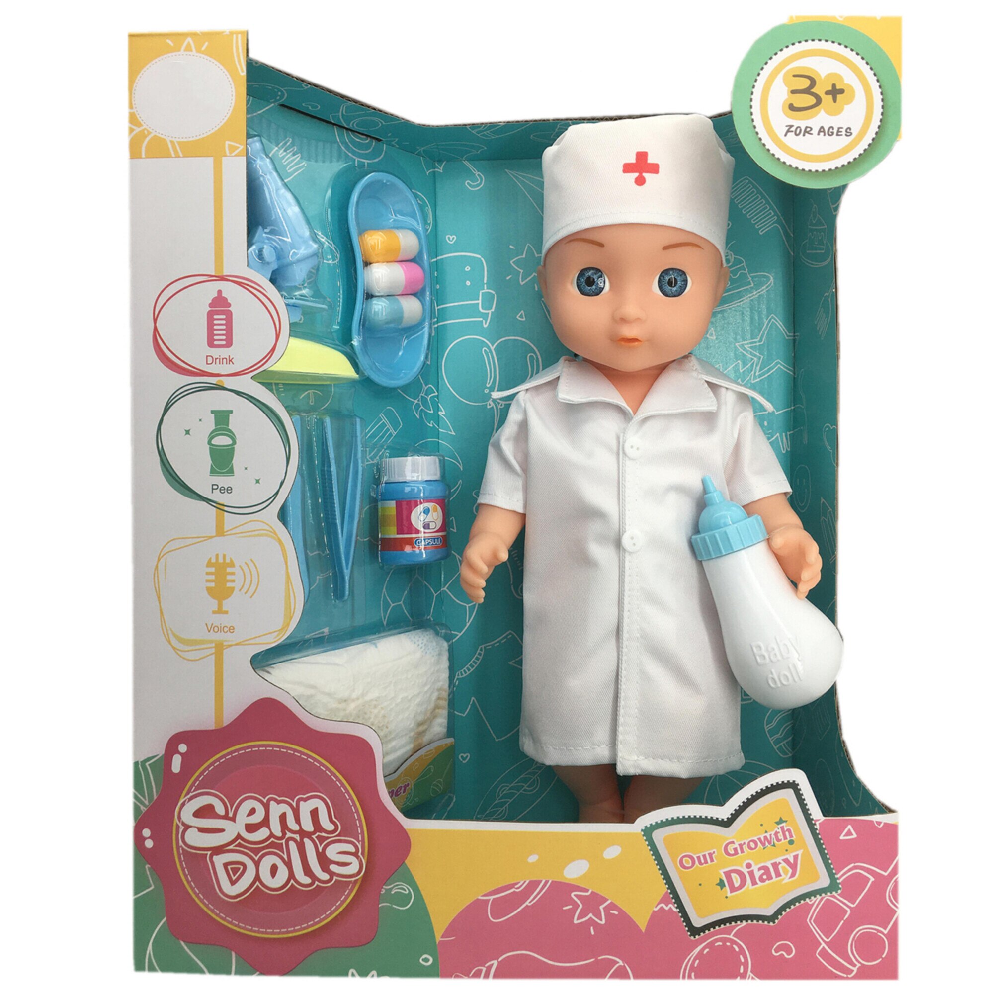 Papusa M-Toys Ruby cu functii si accesorii doctor, 35 cm