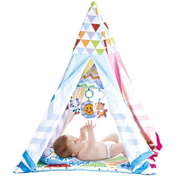 Saltea de joaca M-Toys - Grow with me, cu 20 mingi si carusel cu sunete, galben/roz Saltea de joaca M-Toys - Grow with me, cu 20 mingi si carusel cu sunete, galben/roz