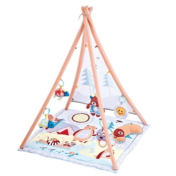 Saltea de joaca M-Toys - cort cu 20 mingi si 6 jucarii, roz Saltea de joaca M-Toys - cort cu 20 mingi si 6 jucarii, roz