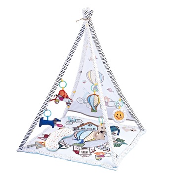 Saltea de joaca M-Toys - cort cu 20 mingi si 6 jucarii, gri Saltea de joaca M-Toys - cort cu 20 mingi si 6 jucarii, gri