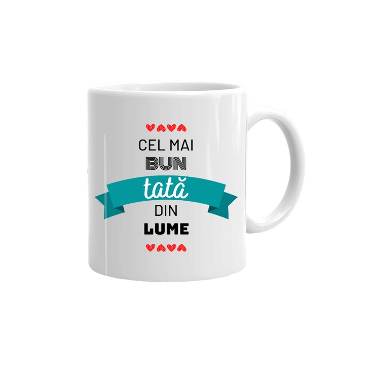 Cubika Személyre szabott bögre, román felirattal "Cel mai bun tata din lume” (A legjobb apa a világon), 320 ml