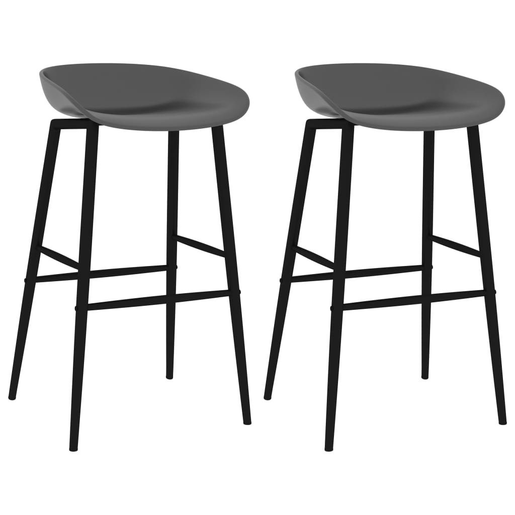 Set 2 scaune de bar, vidaXL, Plastic/Metal, 28x27,5x95,5cm, Gri
