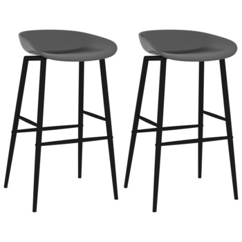 Set 2 scaune de bar, vidaXL, Plastic/Metal, 28x27,5x95,5cm, Gri