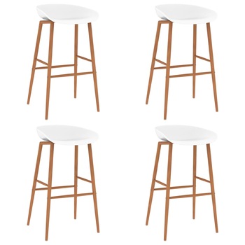 Set 4 scaune de bar, vidaXL, Plastic/Metal, 48 x 47,5 x 95,5 cm, Alb/Maro