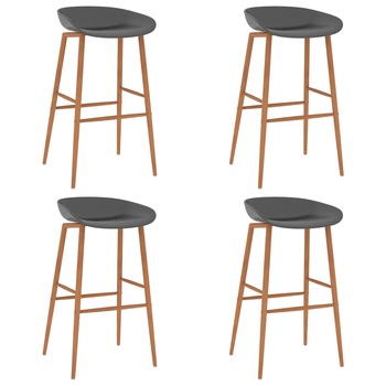 Set 4 scaune de bar, vidaXL, Plastic/Metal, 48 x 47,5 x 95,5 cm, Gri/Maro