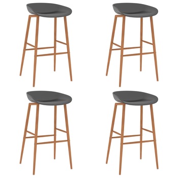 Set 4 scaune de bar, vidaXL, Plastic/Metal, 48 x 47,5 x 95,5 cm, Gri/Maro Set 4 scaune de bar, vidaXL, Plastic/Metal, 48 x 47,5 x 95,5 cm, Gri/Maro