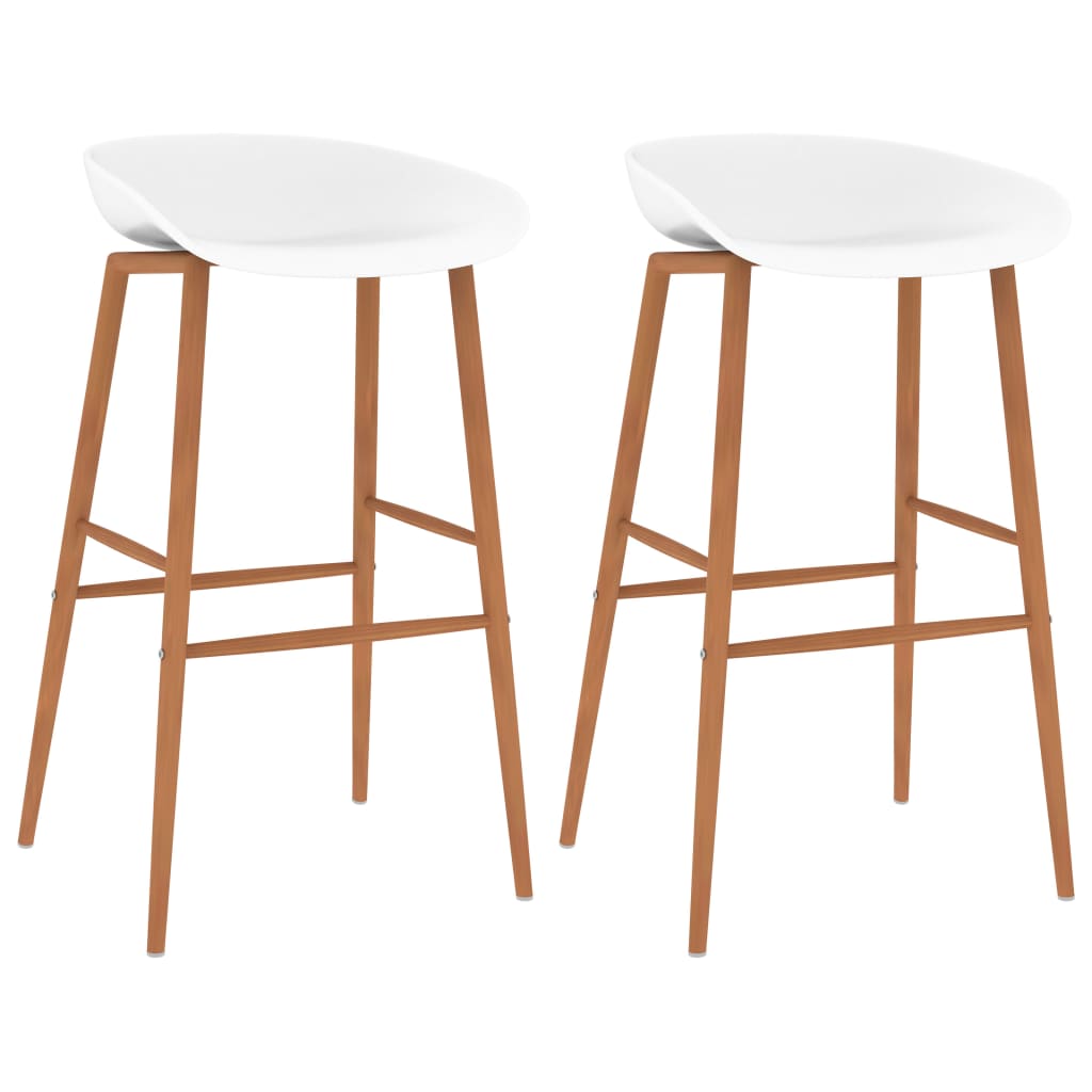 Set 2 scaune de bar, vidaXL, Plastic/Metal, 28x27,5x95,5cm, Alb/Maro