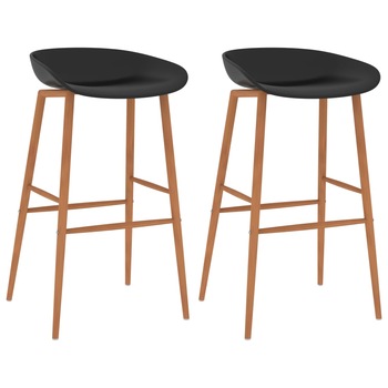 Set 2 scaune de bar, vidaXL, Plastic/Metal, 28x27,5x95,5cm, Negru/Maro