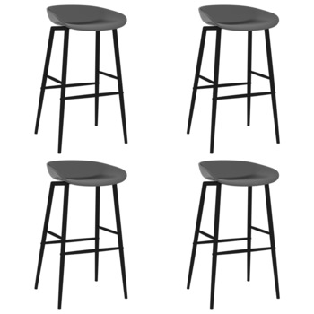 Set 4 scaune de bar, vidaXL, Plastic/Metal, 48 x 47,5 x 95,5 cm, Gri