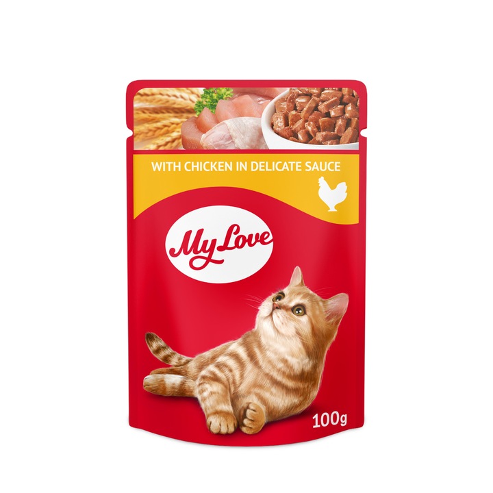 Hrana umeda pentru pisici, My Love - gaina in sos, set 24 x 100g