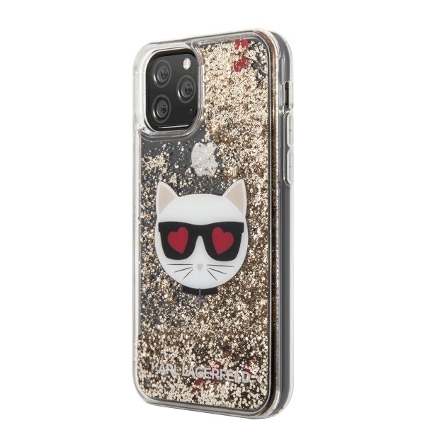 Husa de protectie Karl Lagerfeld KLHCN65LCGLGO Heads Glitter Kryt Pro pentru iPhone 11 Pro Max Gold
