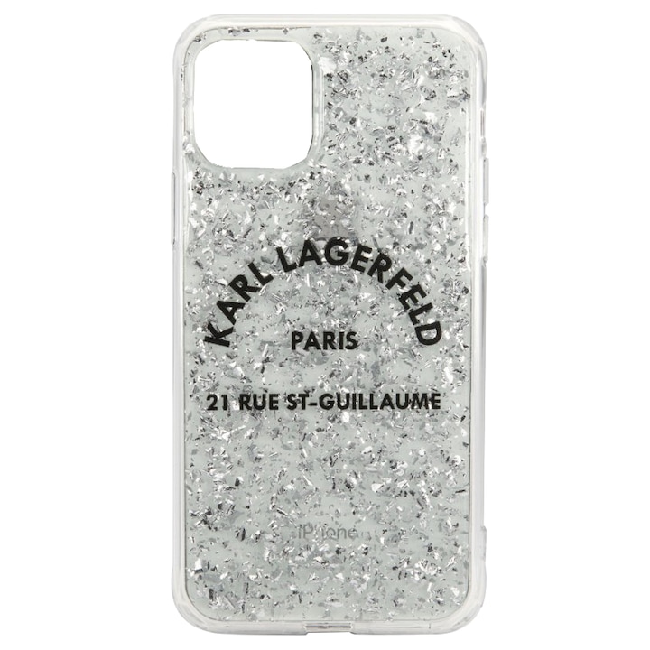 Предпазен калъф Karl Lagerfeld KLHCN61TRFGSL St.Guillaume Glitter Kryt Pro за iPhone 11, Silver