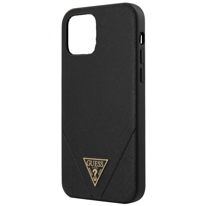 Husa de protectie Guess Saffiano V Stitch pentru Apple iPhone 12 Pro Max, Negru
