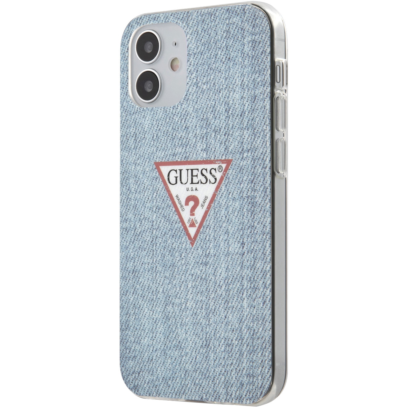 Husa de protectie Guess GUHCP12SPCUJULLB TPU Denim Triangle pentru iPhone 12 Mini Light Blue