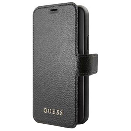 Husa de protectie tip carte Guess GUFLBKSP12SIGLBK Iridiscent pentru iPhone 12 Mini Black