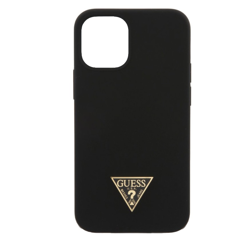 Husa de protectie Guess GUHCP12SLSTMBK Silicone Metal Triangle pentru iPhone 12 Mini Black