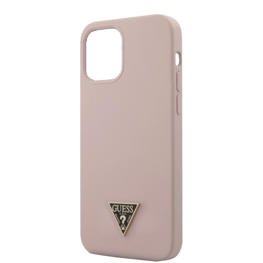 Husa de protectie Guess Metal Triangle pentru Apple iPhone 12/12 Pro, Roz Deschis