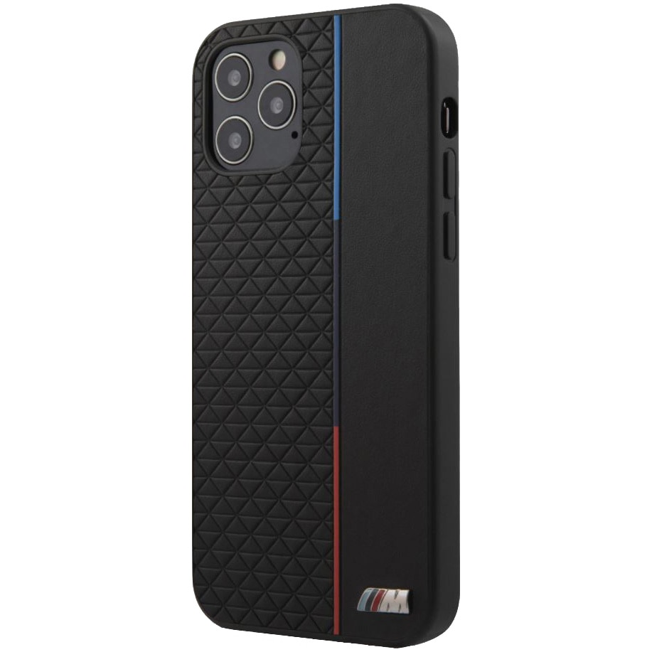 Husa de protectie BMW BMHCP12MTRTBK Triangles Tricolor Line pentru iPhone 12/12 Pro Black