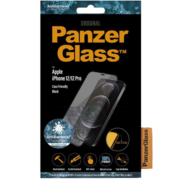 Folie de protectie PanzerGlass pentru Apple iPhone 12/12 Pro Case Friendly AB, Black