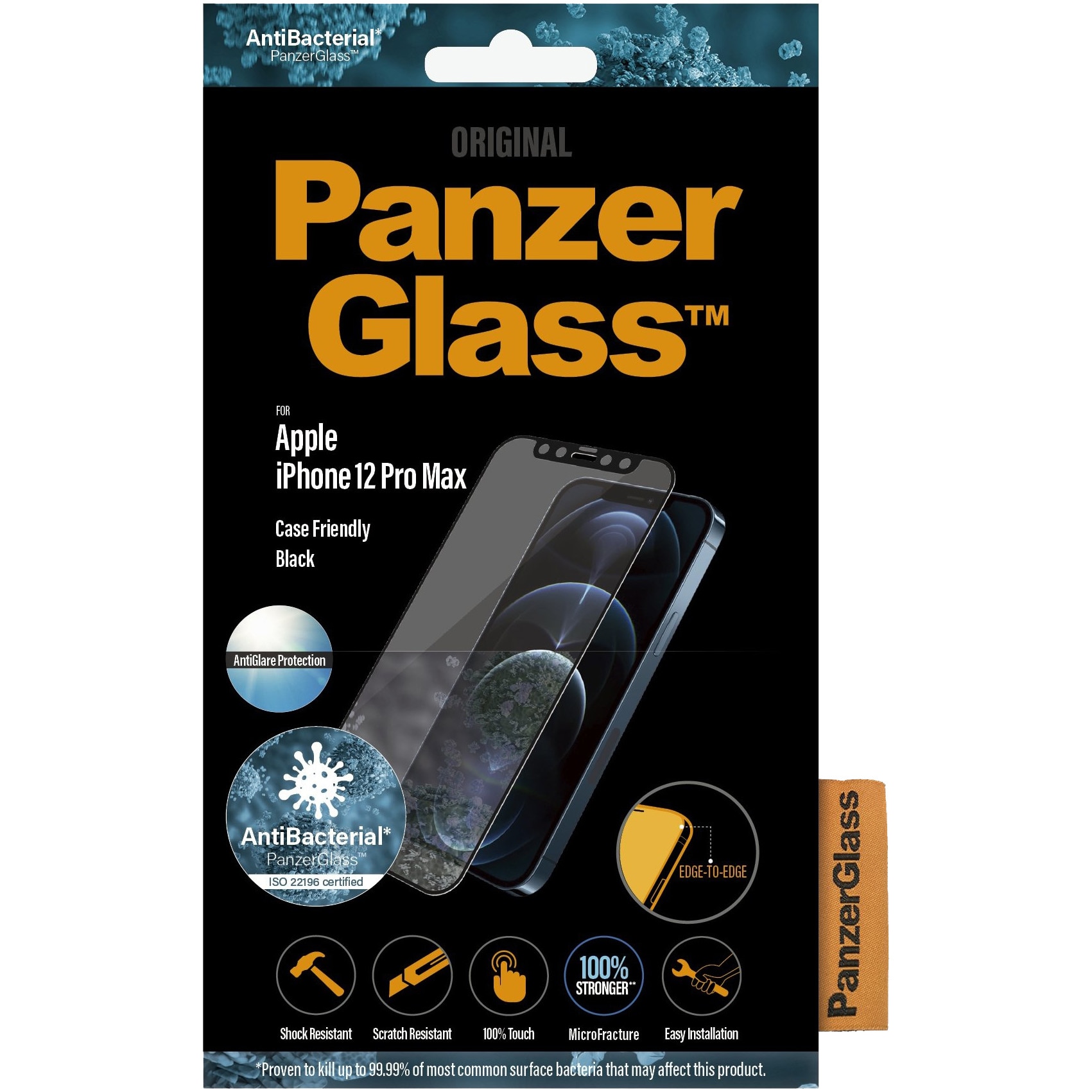 Folie de protectie PanzerGlass pentru Apple iPhone 12 Pro Max Case Friendly Anti-Glare AB, Black