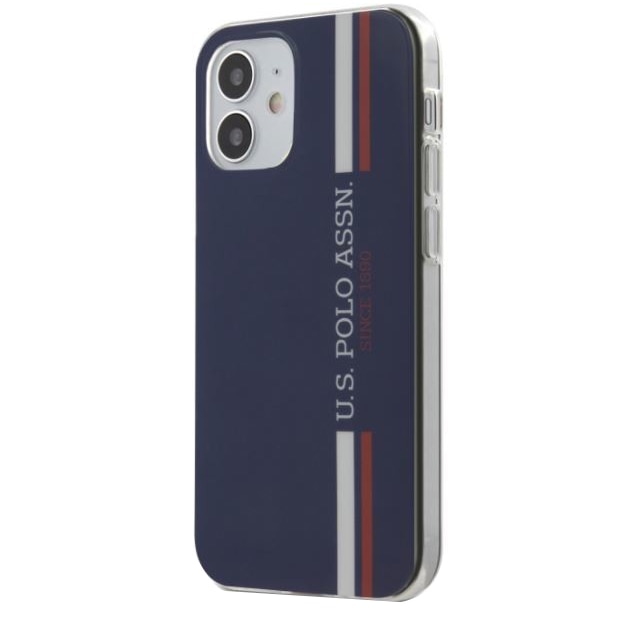 Husa de protectie US Polo USHCP12SPCUSSNV TPU Tricolor Vertical Stripes pentru iPhone 12 Mini Navy