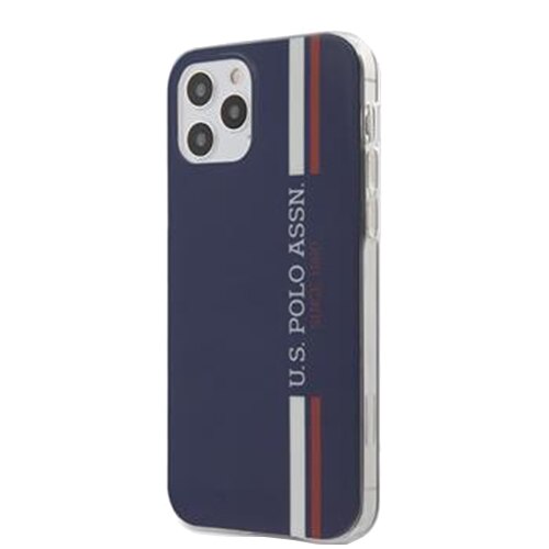 Husa de protectie US Polo USHCP12LPCUSSNV TPU Tricolor Vertical Stripes pentru iPhone 12 Pro Max Navy