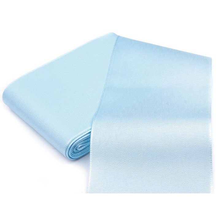 Panglica satinata, culoare bleu, latime 7.5 cm, lungimea 5.5 m