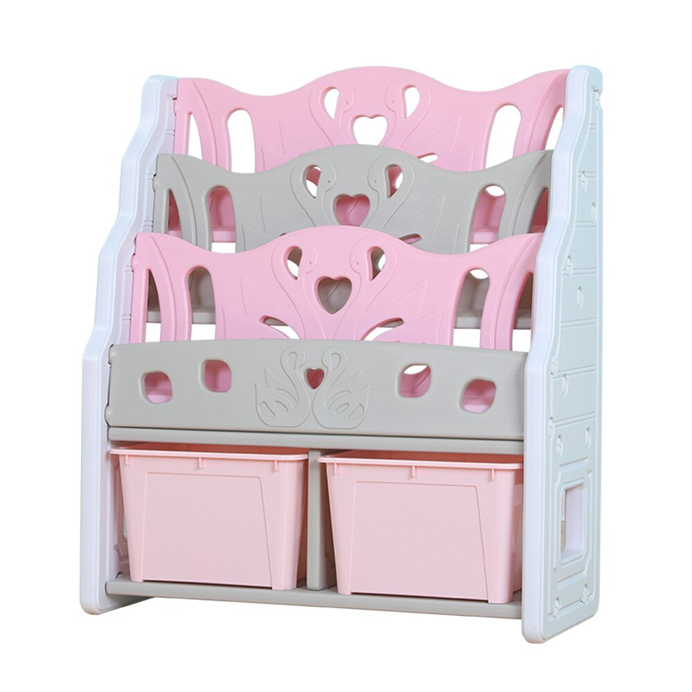 Organizator pentru carti cu 2 cutii depozitare jucarii Nichiduta Pink Swan