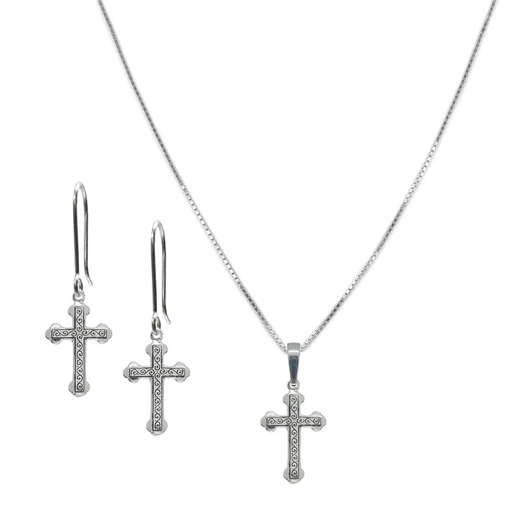 Set lantisor cercei argint Cruciulita 4183595 Dras