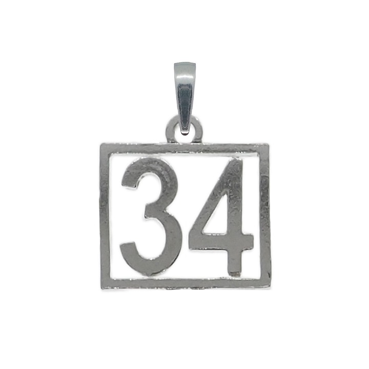 Pandantiv argint Cifra 34 numar norocos cifre aniversare 10253_4275 Dras 34 Argintiu