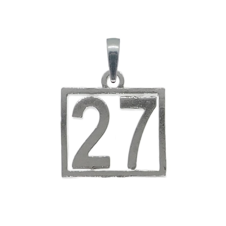 Pandantiv argint Cifra 27 numar norocos cifre aniversare 10252_7275 Dras 7291, Argintiu, 27 CM