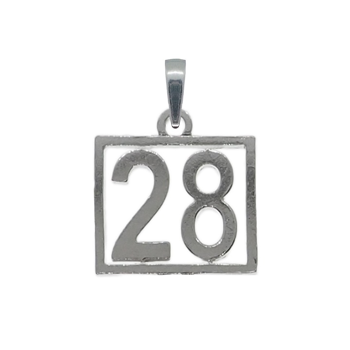 Pandantiv argint Cifra 28 numar norocos cifre aniversare 10252_8275 Dras 28 Argintiu