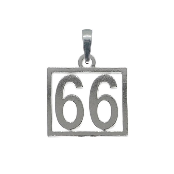 Pandantiv argint Cifra 66 numar norocos cifre aniversare 10256_6275 Dras 66 Argintiu