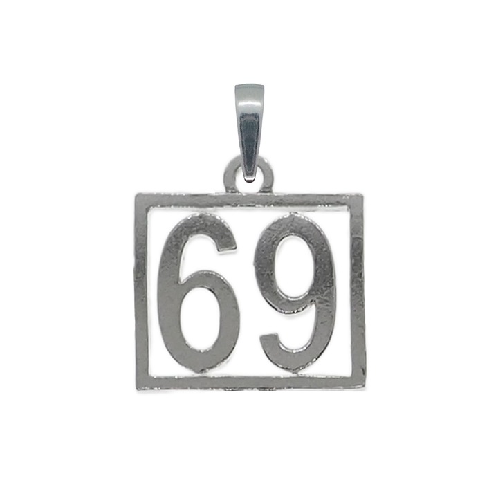 Pandantiv argint Cifra 69 numar norocos cifre aniversare 10256_9275 Dras 69 Argintiu