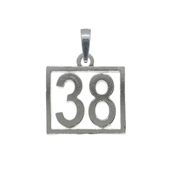 Pandantiv argint Cifra 38 numar norocos cifre aniversare 10253_8275 Dras 38 Argintiu